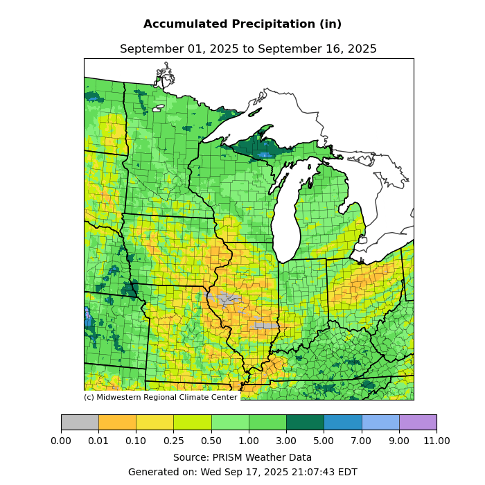 Accumulated precipitation- Sept 1 through Sept 16