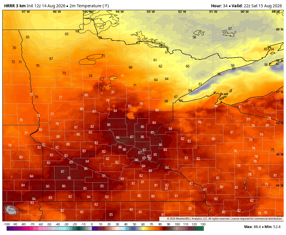 High temps Saturday