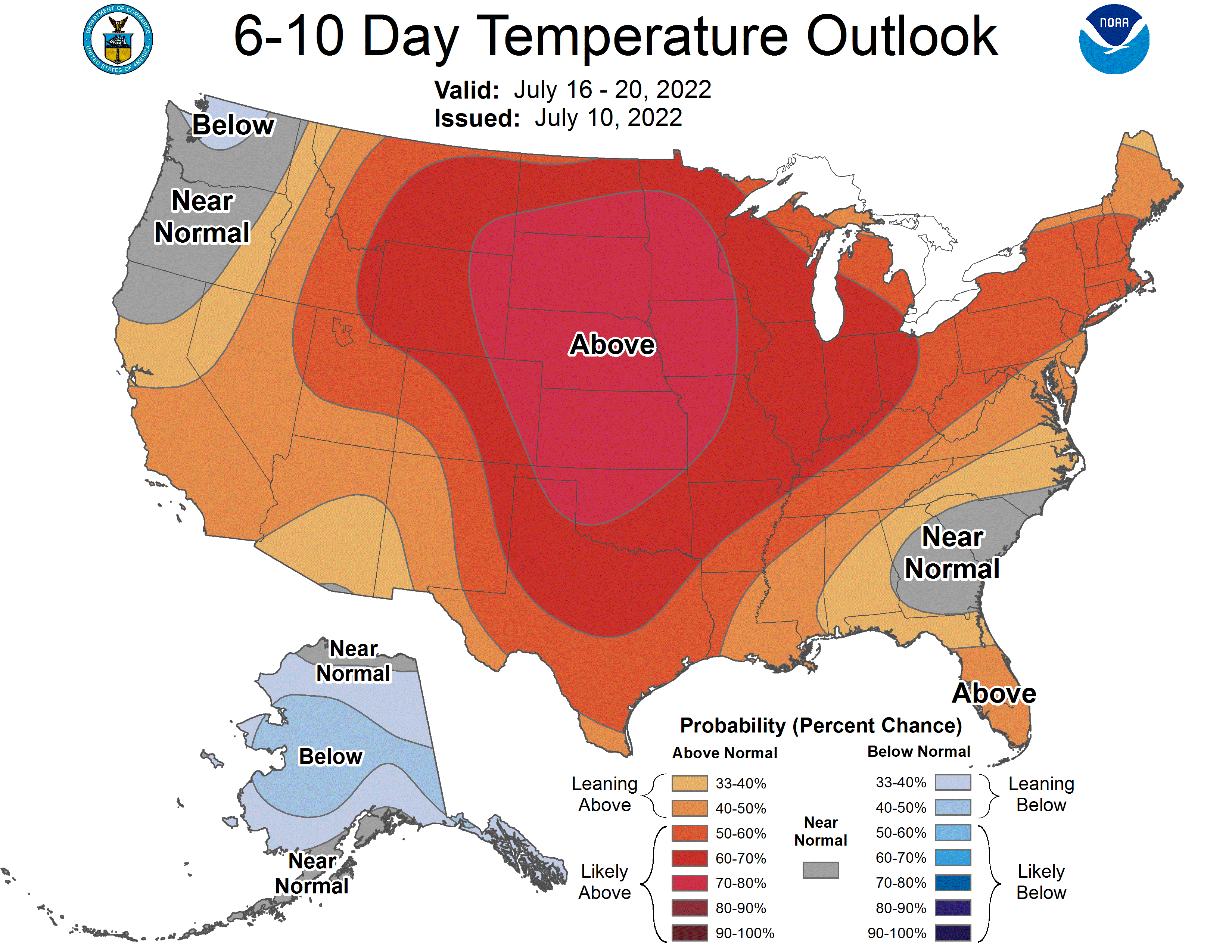 NOAA 6 to 10-day temperature outlook 