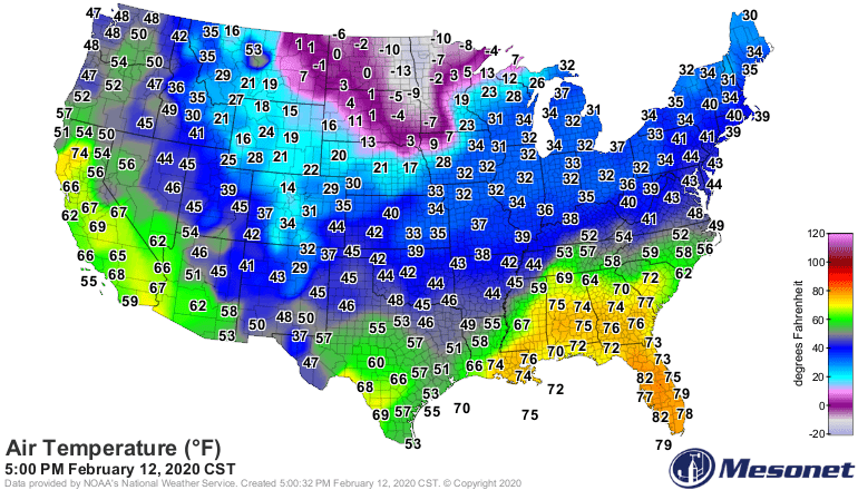 Air temperatures Wednesday afternoon