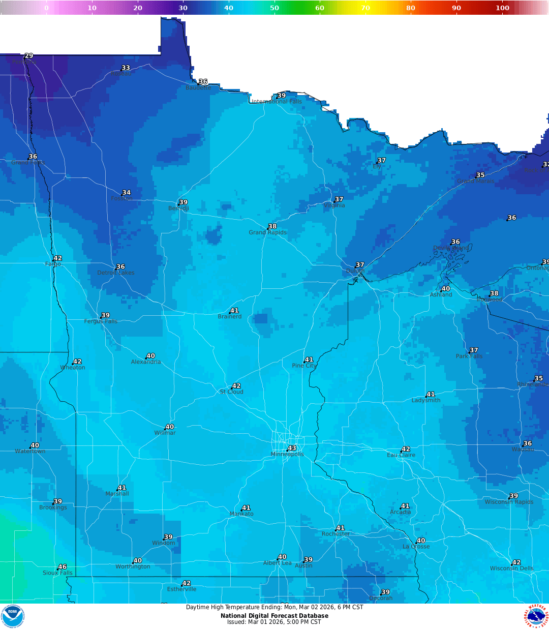 Highs for Monday