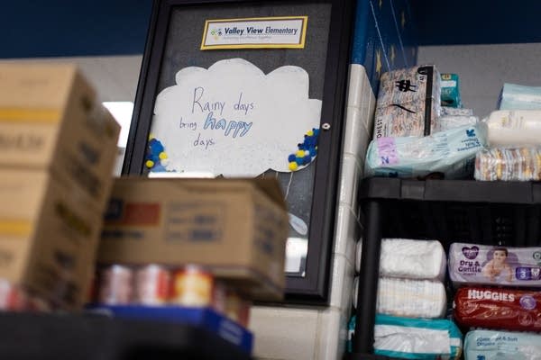 Supplies and a school sign