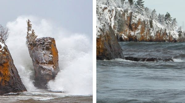 A well-known sea stack at Minnesota's Tettegouche State Park