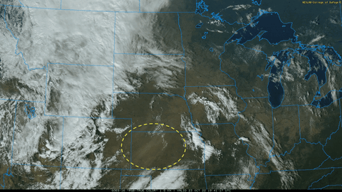 A gif of a dust cloud from satellite images
