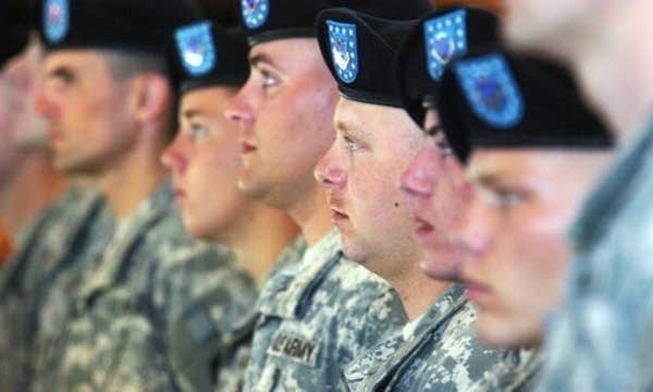 Soldiers at July's deployment ceremony