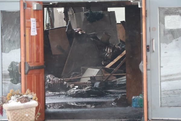 fire debris through door