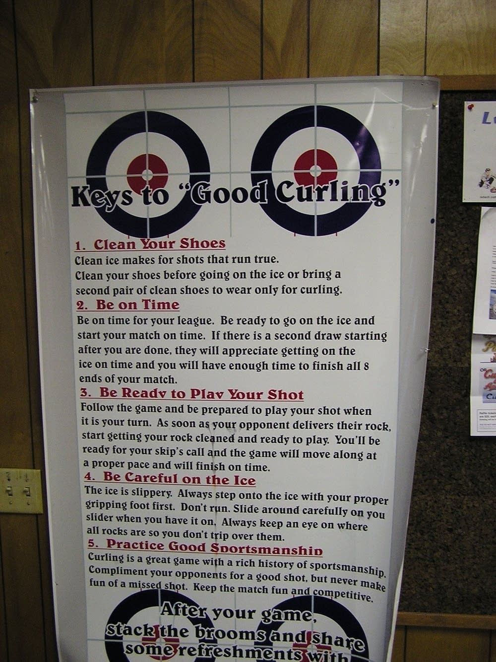 This poster reminds curlers to be good sports