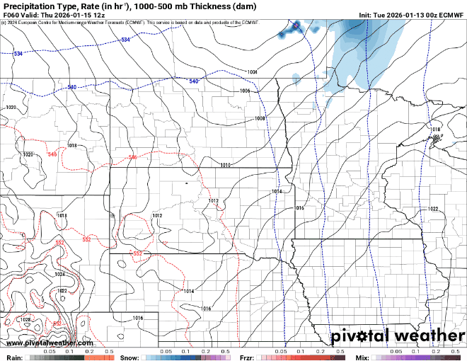 Forecast precipitation Thursday and Friday