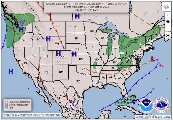 Forecast weather map for Sunday