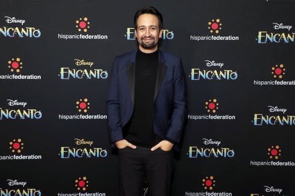 Lin-Manuel Miranda attends the New York premiere of Disney's Encanto, hosted by The Hispanic Federation at AMC Lincoln Center. 