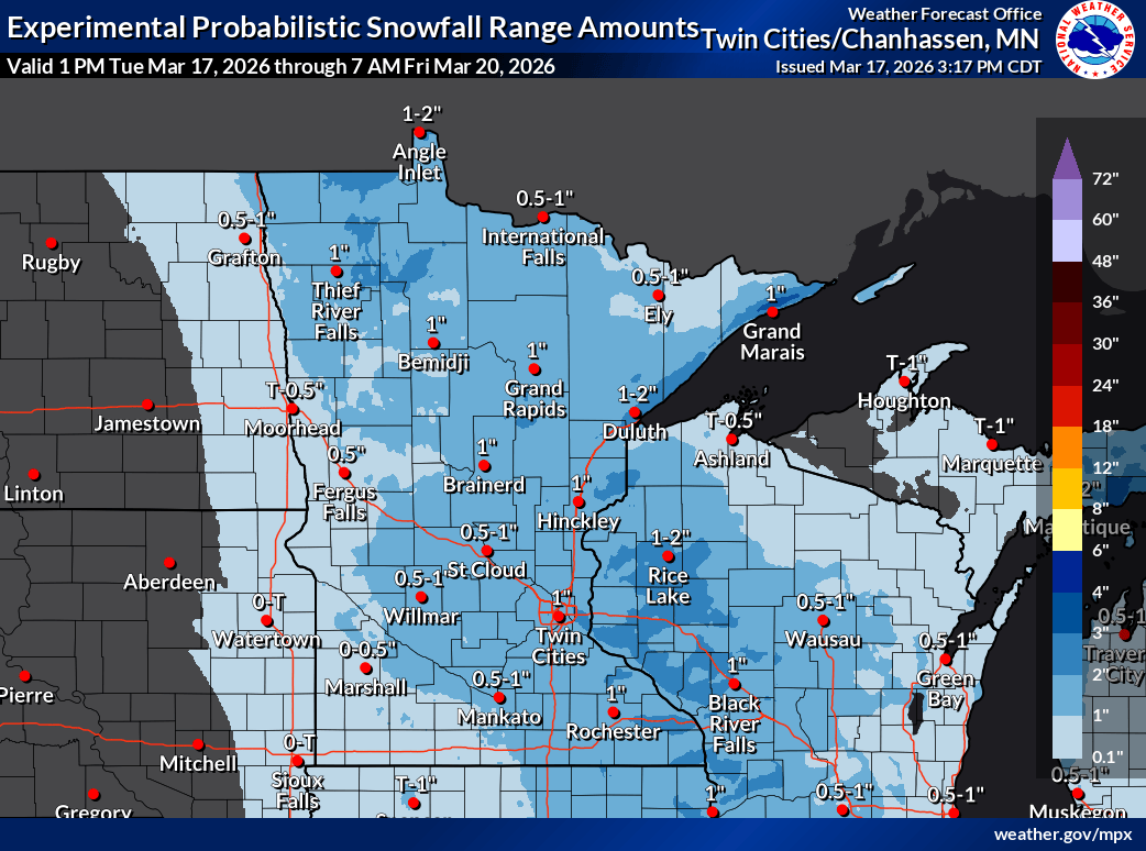 Snowfall projection for Minnesota
