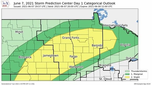 Severe weather risk areas