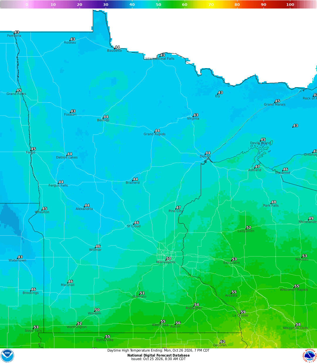 Highs for Monday