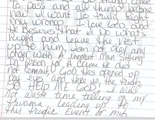 handwritten note on lined paper