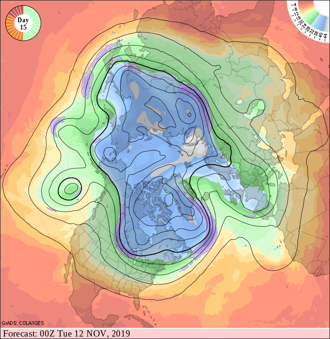 Upper air forecast map for 6 pm November 11