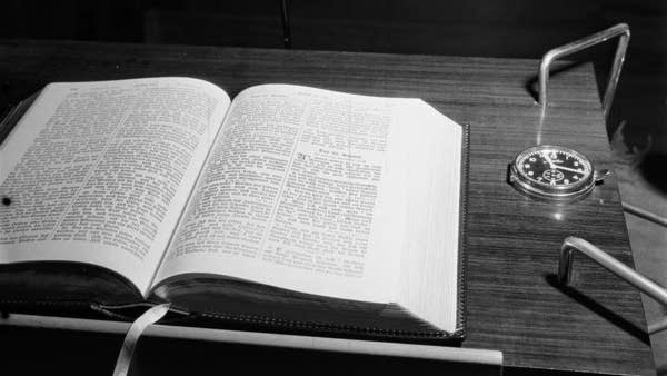 An open Bible in 1955.