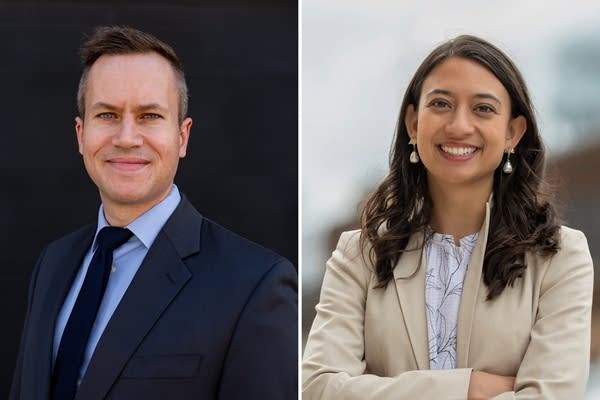 Two profile pictures of people in business attire.