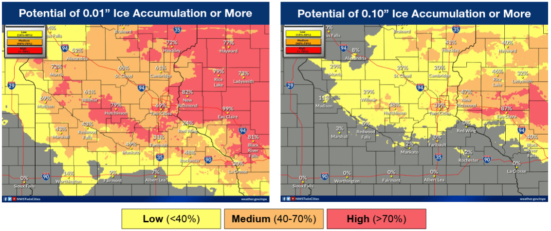 Potential ice accumulation