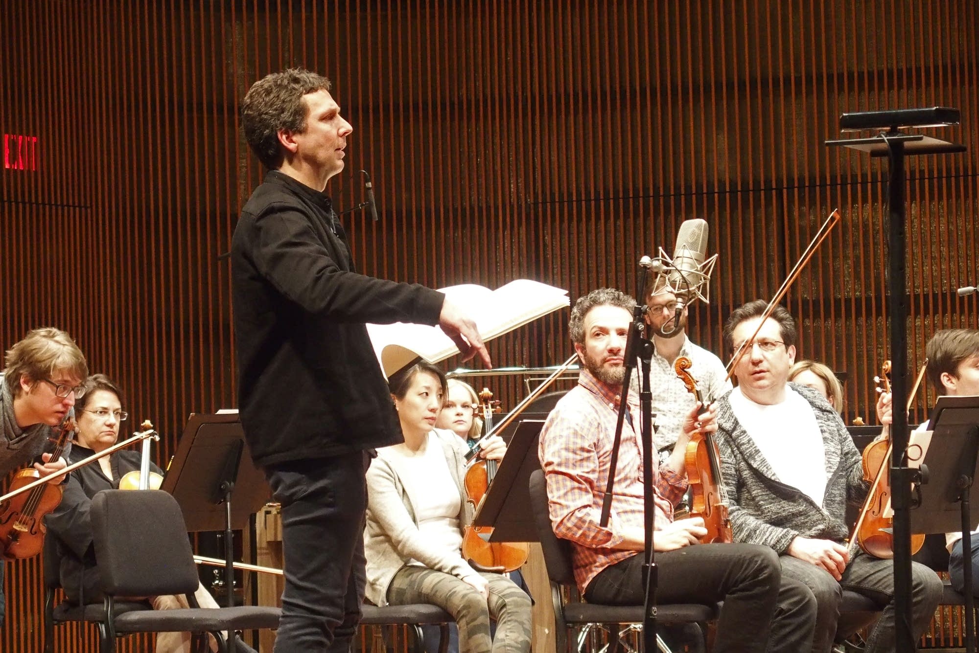 Composer Jesper Nordin talks to Martin Frost and members of the SPCO.