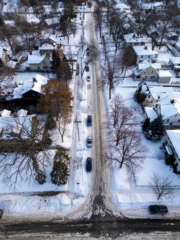 Parked vehicles are seen