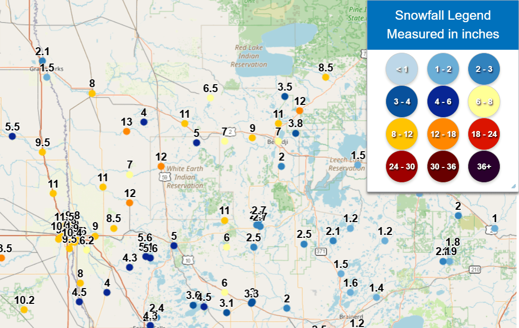 Snowfall totals 
