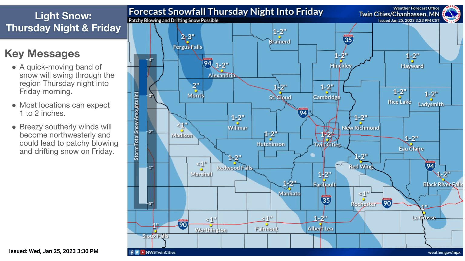 Snowfall projection for Minnesota 2