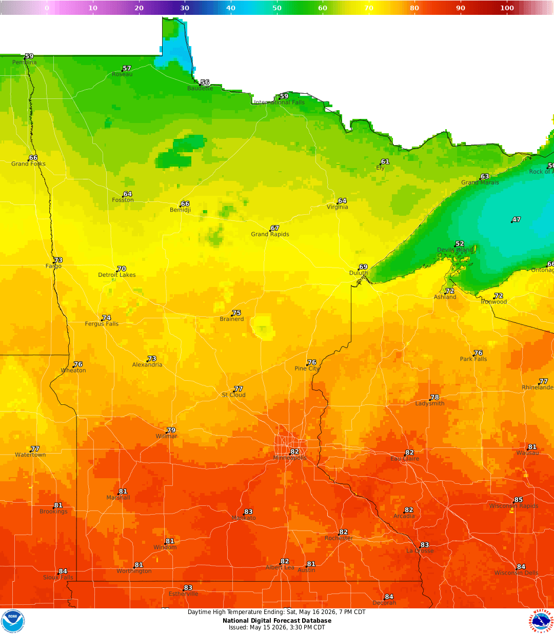 Highs for Saturday