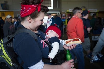 Five-month-old Caiden Ferreira at his first game.