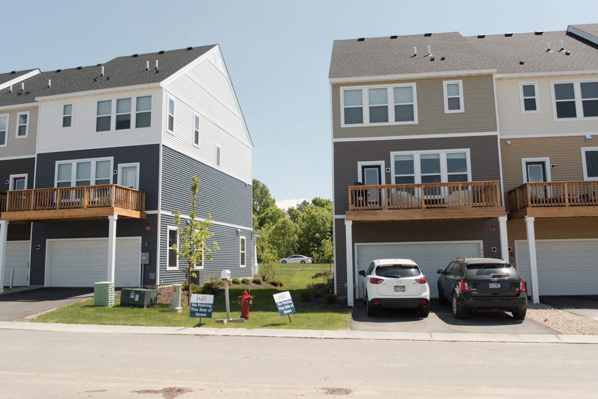 A block of finished homes in the Brooks Ridge housing community.