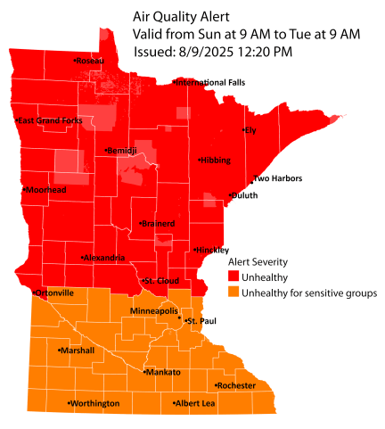 Air quality alert until 9 a.m. Tuesday; spotty storms north overnight