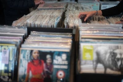 Records on display in a record store