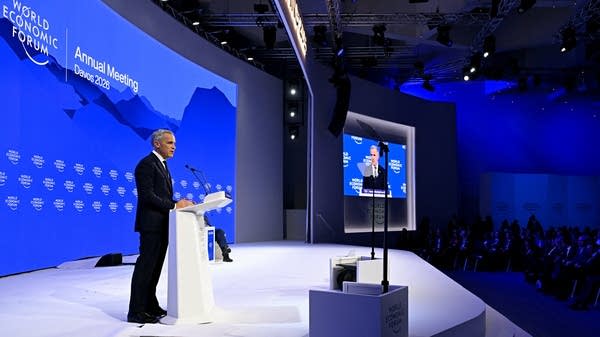 “Trade is increasing, but it's rearranging or realigning, and what's happening is basically countries are moving on without the United States,” says Bill Reinsch at CSIS. Above, Canadian PM Mark Carney speaks at the 2026 World Economic Forum.