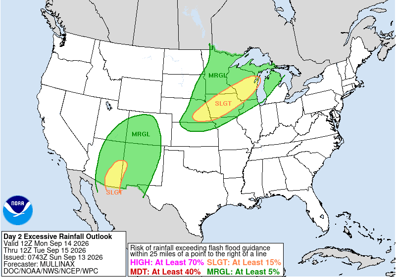 Excessive rainfall outlook for Monday