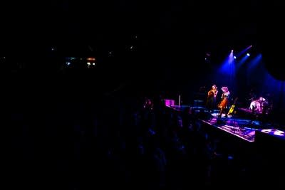 Meels performing on stage