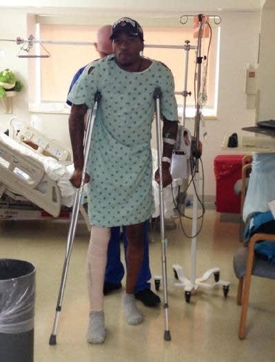 Kevin Ware on crutches