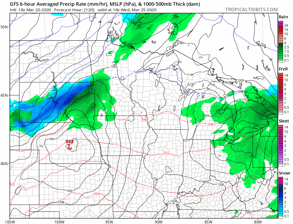 NOAA GFS model Wednesday into Thursday