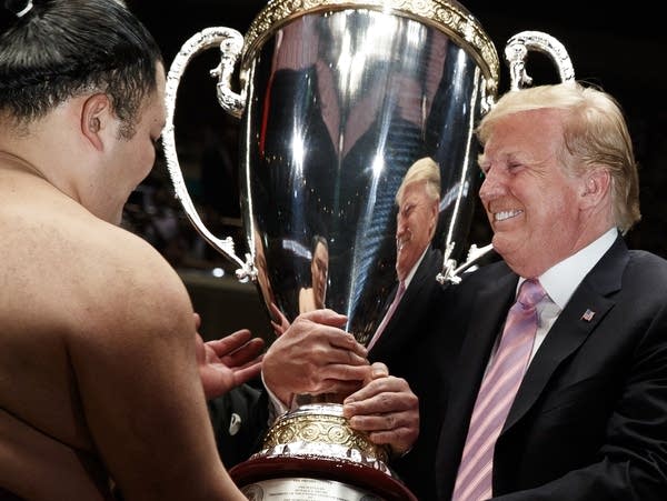 President Trump presents the