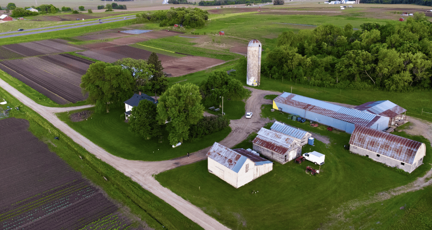 aerial view of a farm