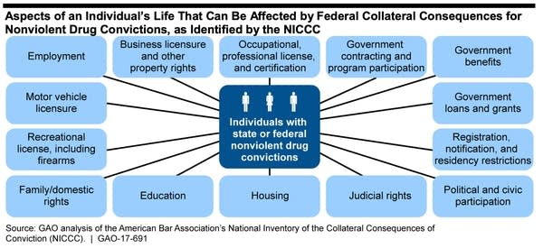 A graphic showing what can be affected by nonviolent drug convictions