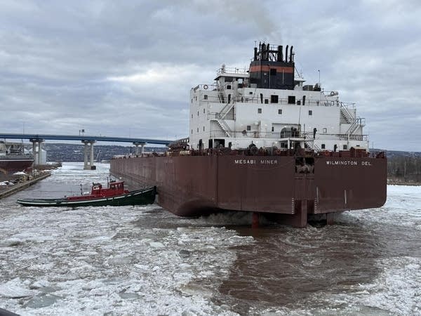A ship in ice-filled waters.