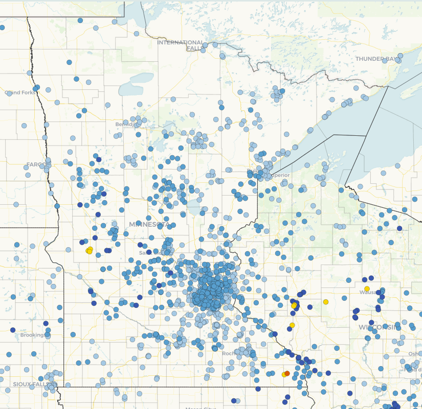 Bullseye of June rain is in central MN