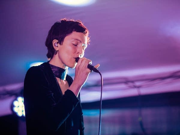 Channy Leaneagh of Polica. The Totally Gross National Party returned to Icehouse's courtyard in Minneapolis on Saturday, May 13, 2023. after a long hiatus.