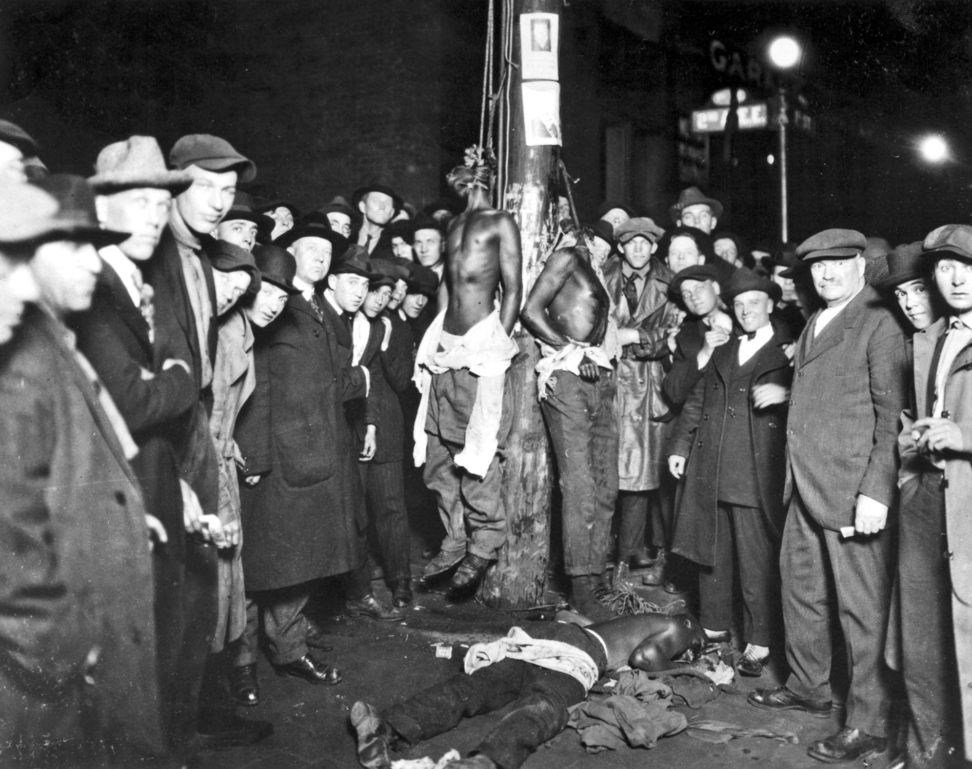 Duluth lynching from the postcard photographed in June, 1920.