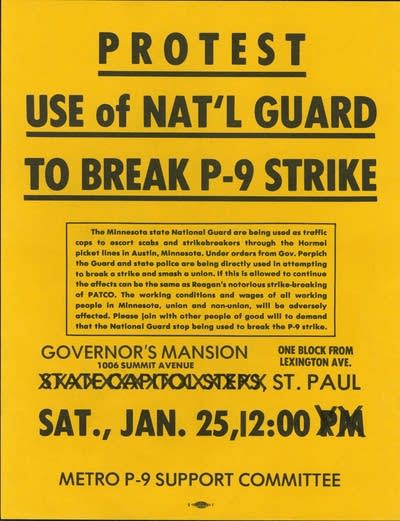 Protest use of National Guard to break P-9 strike