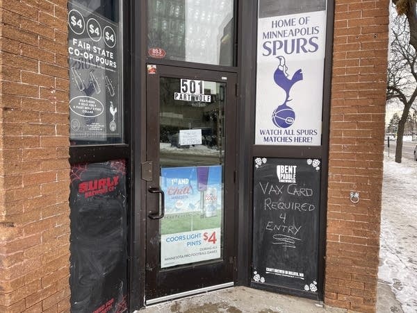 Exterior view of Part Wolf venue on snowy day.