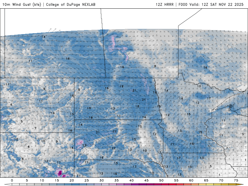 Wind speed and direction for Saturday 6 a.m. to 6 p.m.