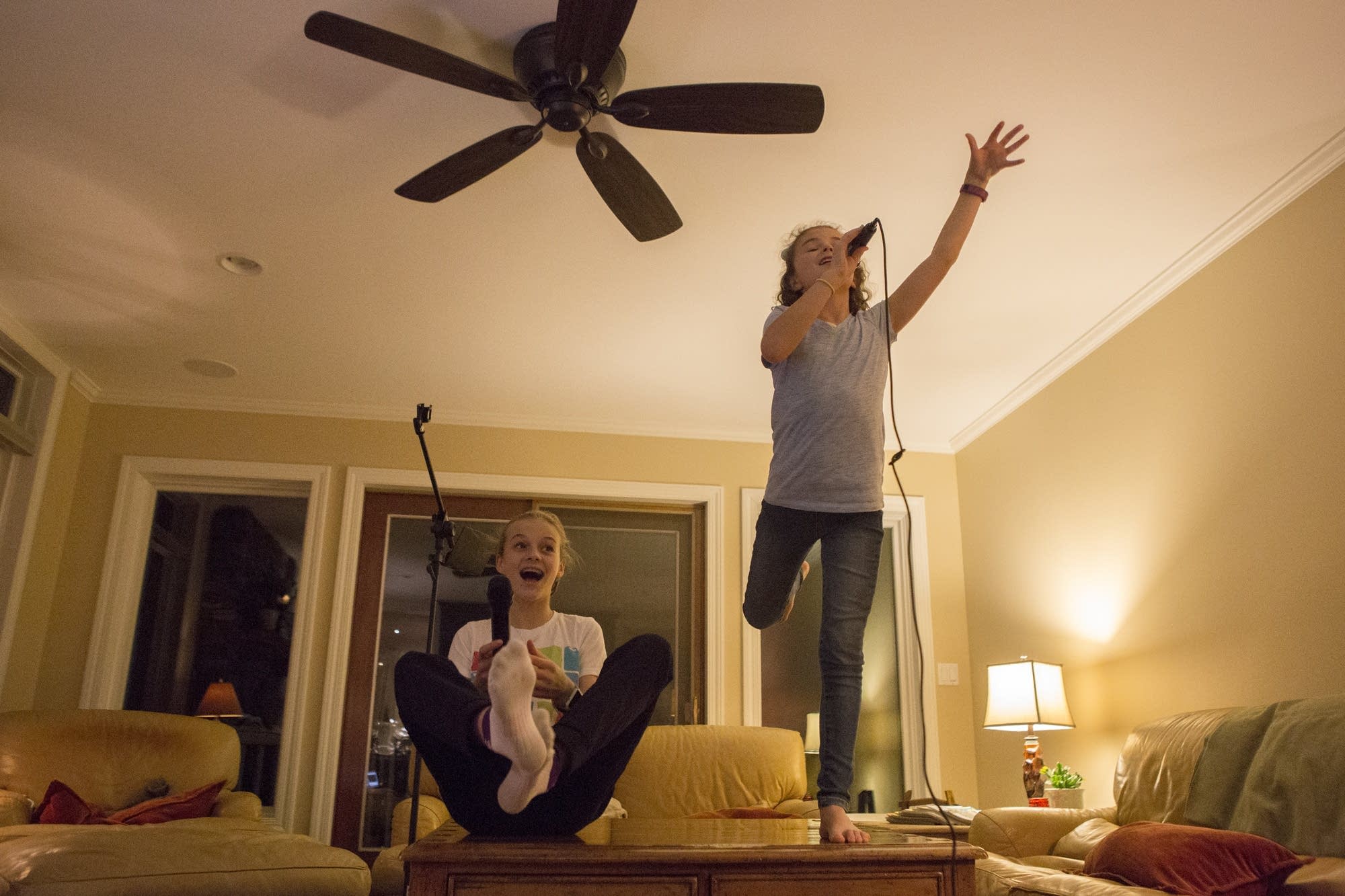 'Girl on Fire' is the karaoke song of choice for Zoe and Sophie Jones.