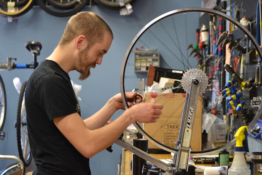 Sam Hulin, a mechanic at Freewheel Bike