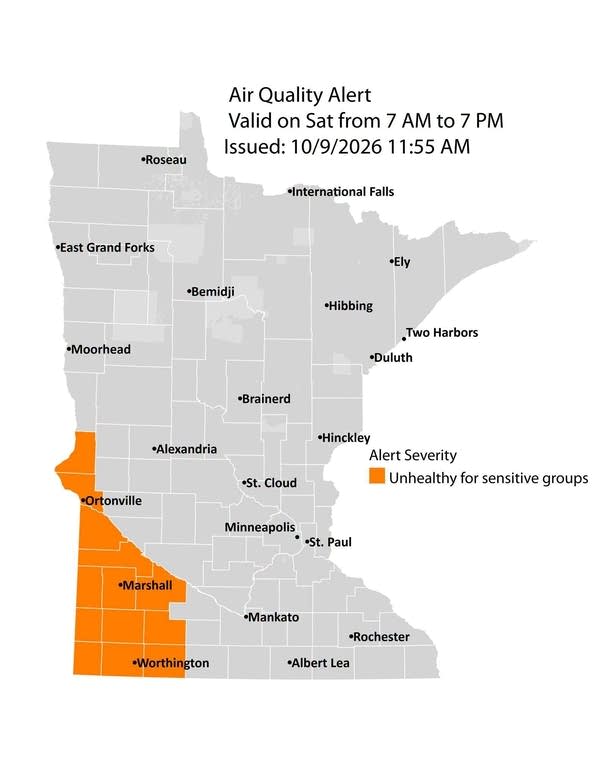 Map of Minnesota with orange corner