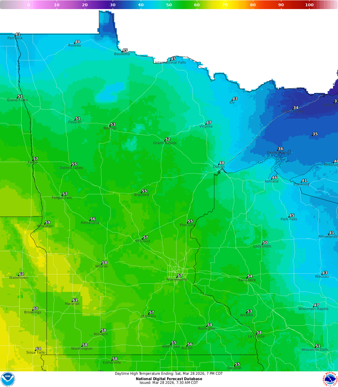 Highs for Saturday